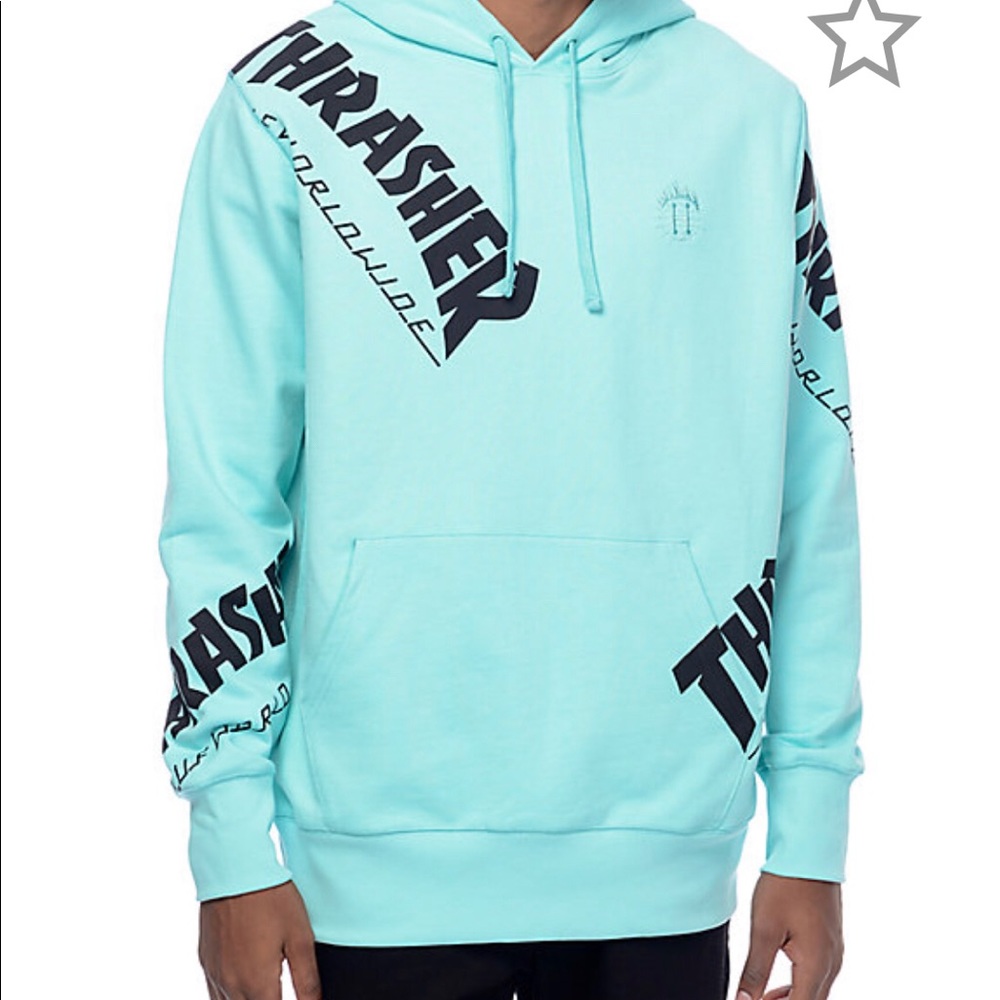 Unisex Huf x Thrasher hoodie mint green